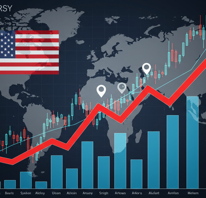 European and U.S. futures recover amid global uncertainty, shown with a steady upward graph and geopolitical symbols.