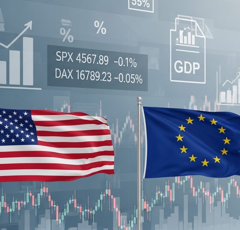 U.S. and European stock futures show tentative gains as investors await key economic data.