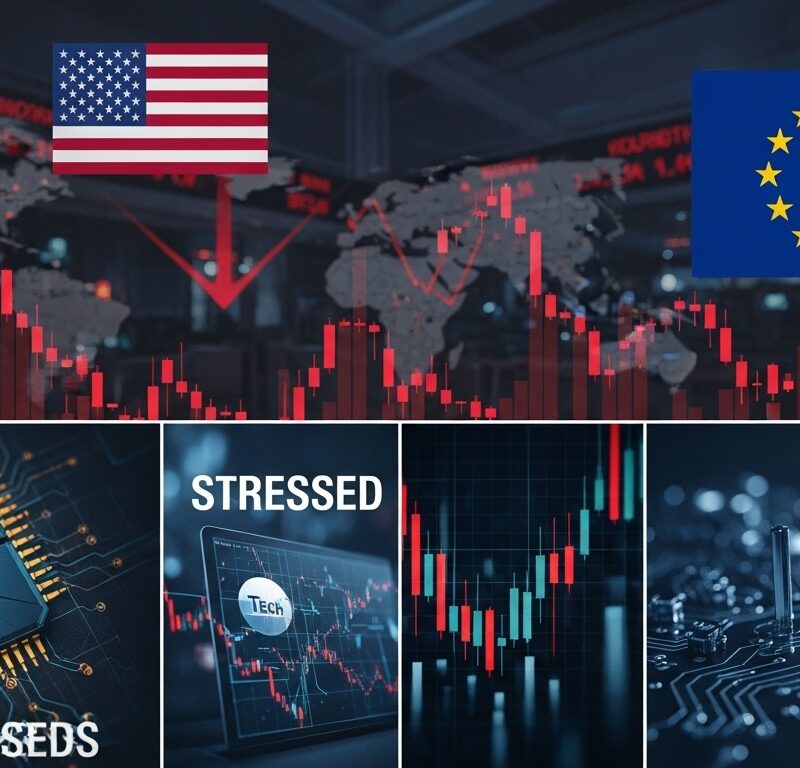 European and U.S. stock futures fall as technology sector stress intensifies and risk-off sentiment spreads.