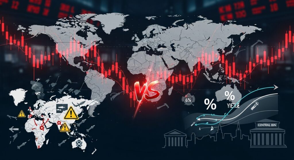 Global stock futures fall as war risks and interest rate fears pressure global market sentiment.