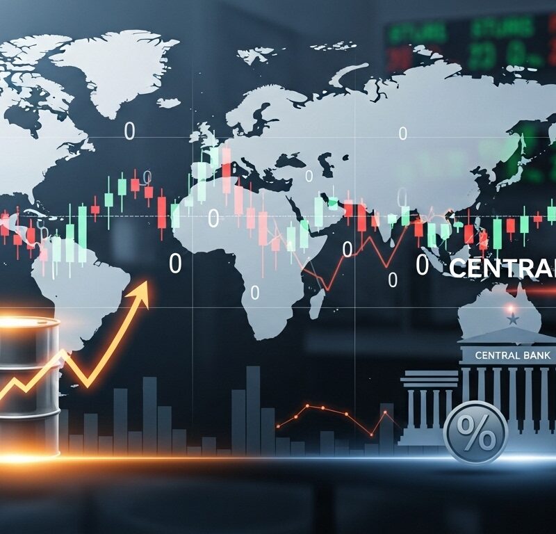 Global stock futures remain flat as oil prices surge and the Fed decision adds uncertainty to market sentiment.