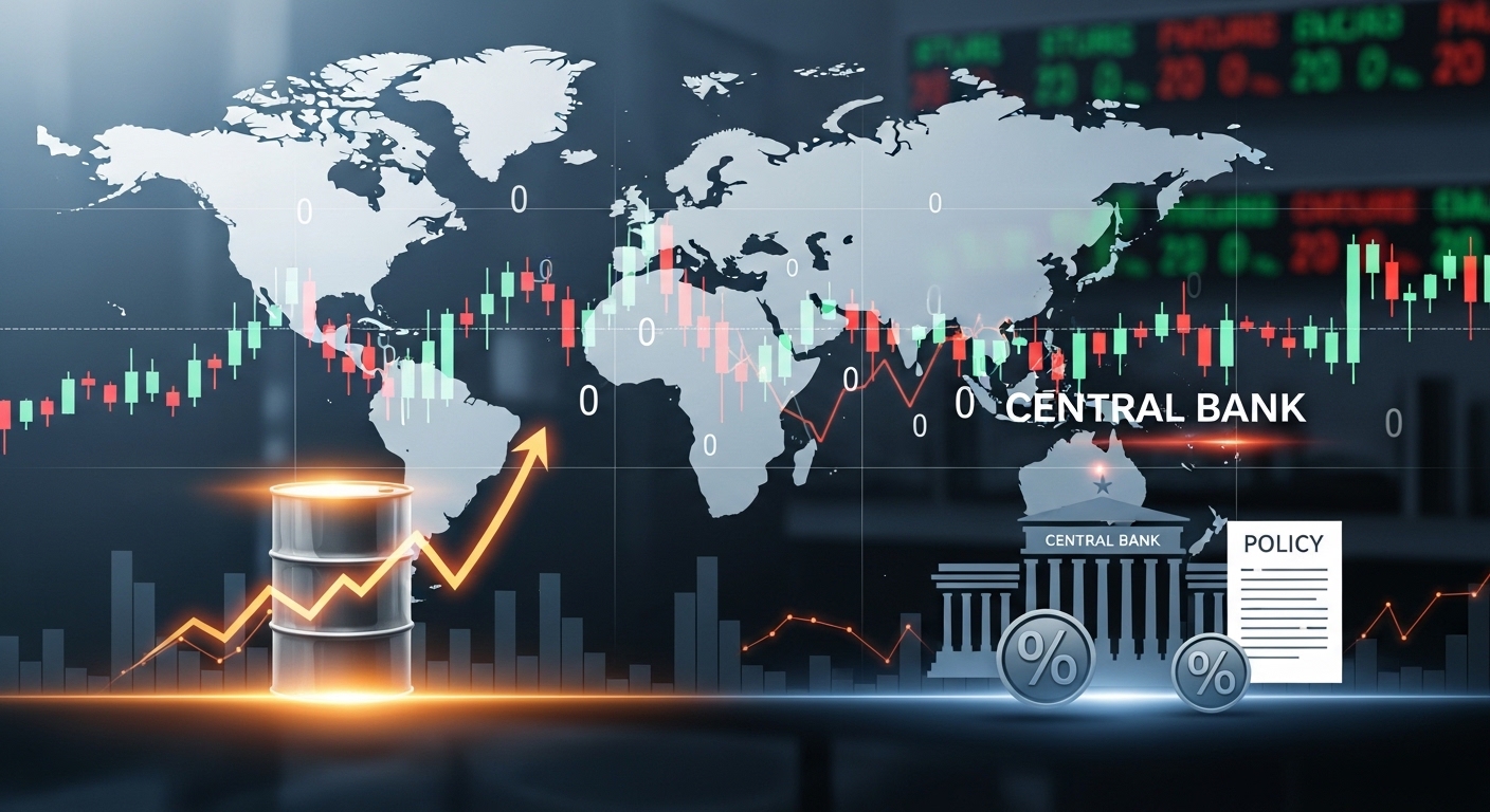 Global stock futures remain flat as oil prices surge and the Fed decision adds uncertainty to market sentiment.