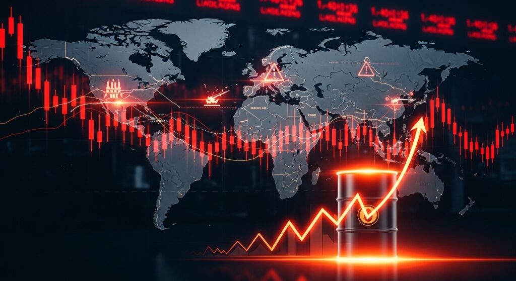 Global stock futures fall as war escalation fears and an oil price surge shake investor sentiment.