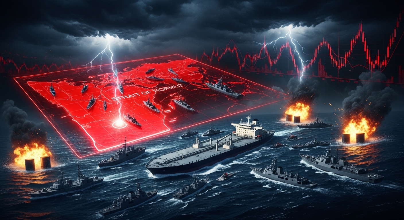 Global futures falling sharply as Hormuz blockade triggers oil surge and market selloff