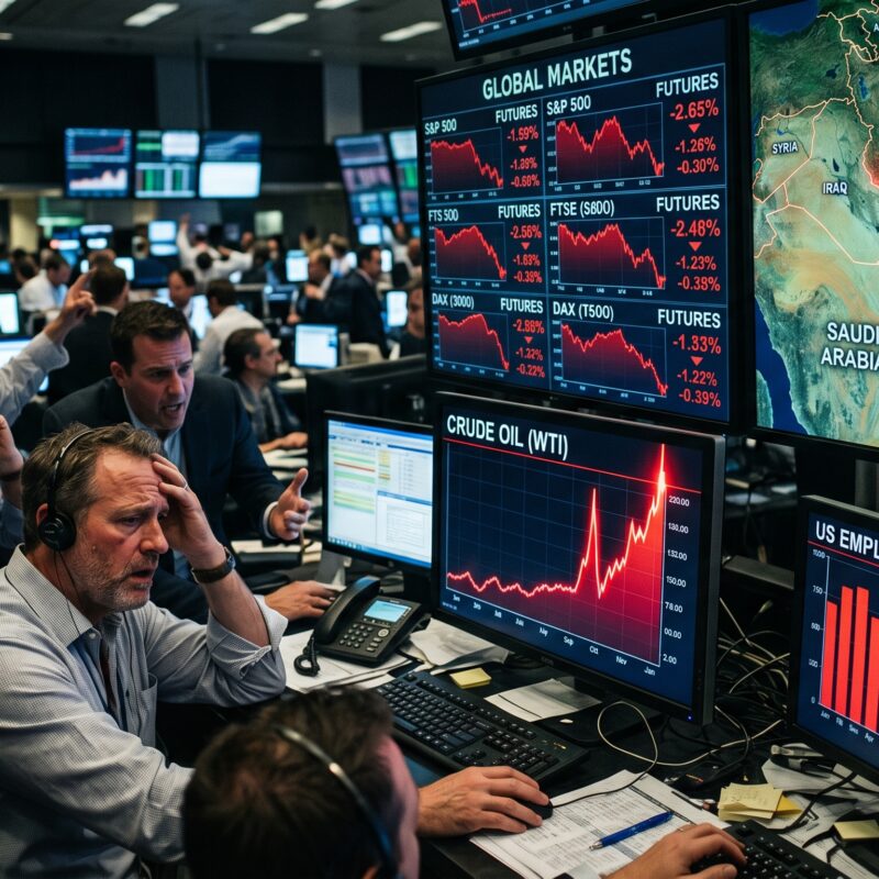 European and U.S. futures reacting to Iran tensions, oil price shock and jobs data