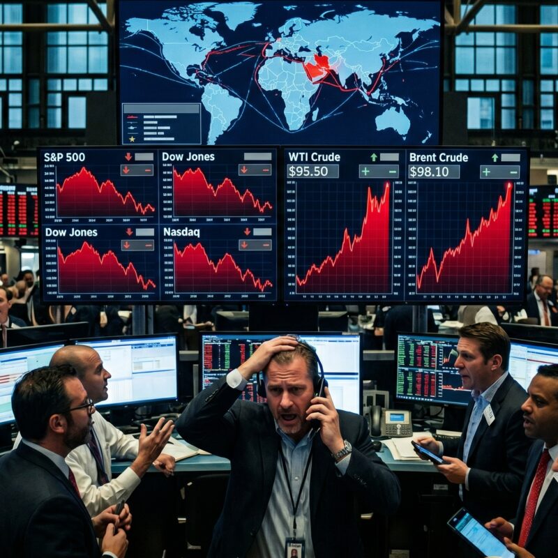 European and U.S. stock futures slipping as oil prices surge and pressure markets
