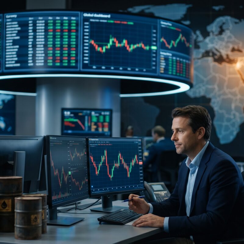 U.S. and European futures shown flat on trading screens with oil market visuals and subtle Iran geopolitical risk elements.U.S. and European futures shown flat on trading screens with oil market visuals and subtle Iran geopolitical risk elements.